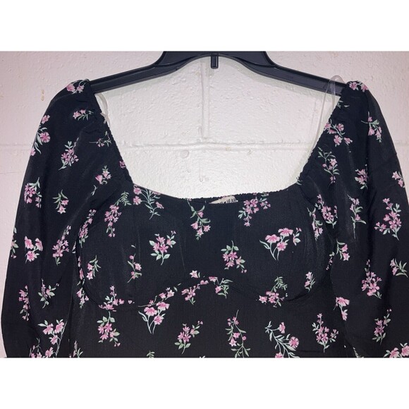 Inspired Heart Mini Dress Womens Size L Black Pink Floral - Picture 14 of 16